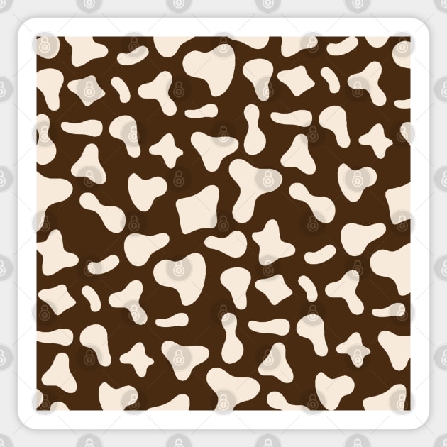 Milk Dairy Cow Print Pattern on Chocolate Background Sticker by Cow Print Stuff